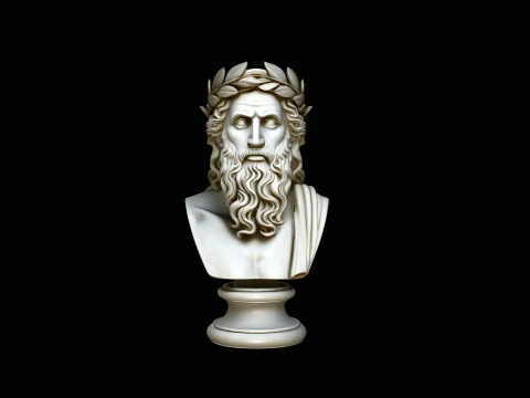 Zeus Laurel Crown Bust Statue Design 4 - 3D Print Model 3D Print Model