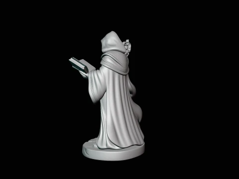 Hooded Wizard with Staff Statue Design 3 - 3D Print Model 3D Print Model