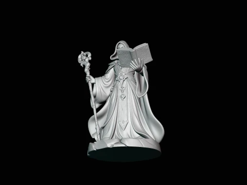 Hooded Wizard with Staff Statue Design 3 - 3D Print Model 3D Print Model