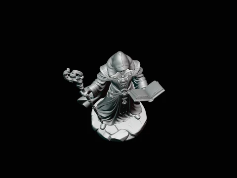 Hooded Wizard with Staff Statue Design 3 - 3D Print Model 3D Print Model