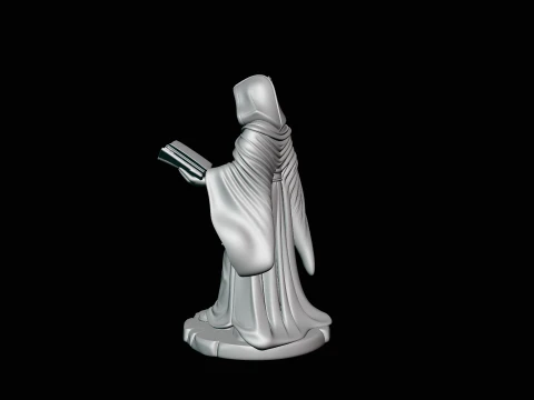 Hooded Wizard with Staff Statue Design 4 - 3D Print Model 3D Print Model