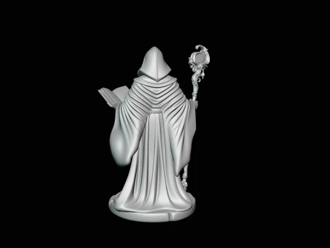 Hooded Wizard with Staff Statue Design 4 - 3D Print Model 3D Print Model
