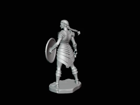 Female Warrior with Shield Statue Design 1 - 3D Print Model 3D Print Model