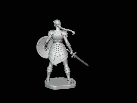 Female Warrior with Shield Statue Design 1 - 3D Print Model 3D Print Model