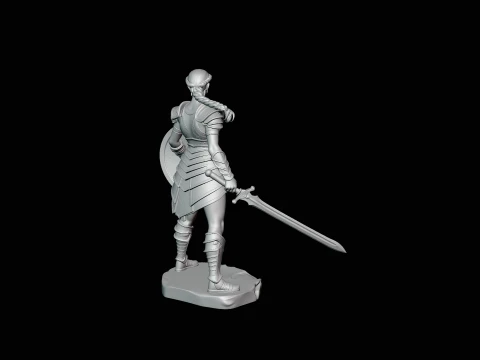Female Warrior with Shield Statue Design 1 - 3D Print Model 3D Print Model