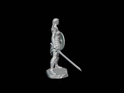 Female Warrior with Shield Statue Design 1 - 3D Print Model 3D Print Model