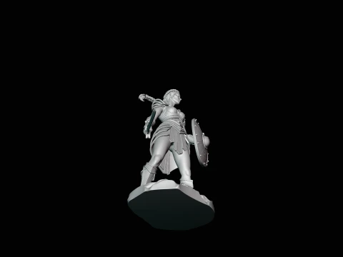 Female Warrior with Shield Statue Design 1 - 3D Print Model 3D Print Model