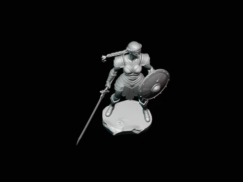 Female Warrior with Shield Statue Design 1 - 3D Print Model 3D Print Model