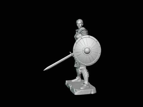 Female Warrior with Shield Statue Design 4 - 3D Print Model 3D Print Model