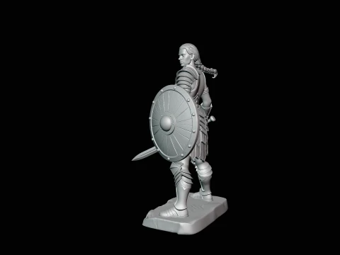Female Warrior with Shield Statue Design 4 - 3D Print Model 3D Print Model