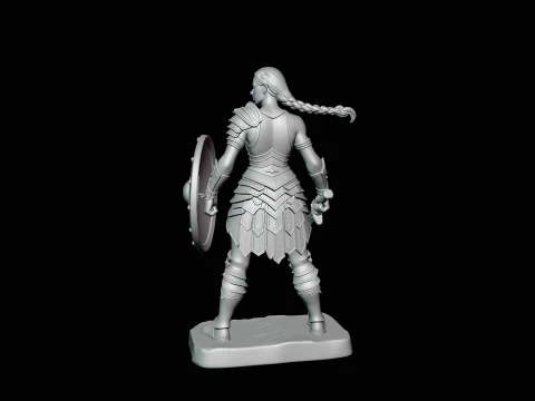 Female Warrior with Shield Statue Design 4 - 3D Print Model 3D Print Model