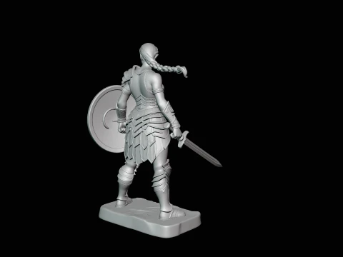 Female Warrior with Shield Statue Design 4 - 3D Print Model 3D Print Model