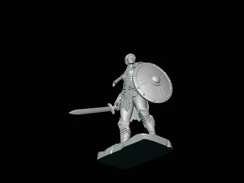 Female Warrior with Shield Statue Design 4 - 3D Print Model 3D Print Model