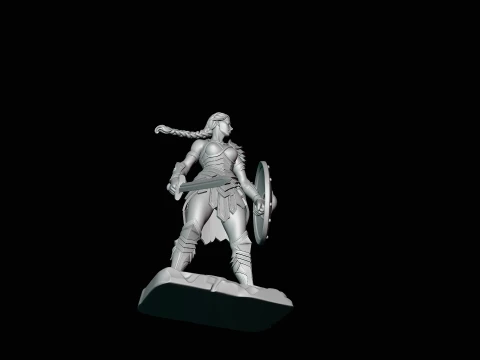 Female Warrior with Shield Statue Design 4 - 3D Print Model 3D Print Model