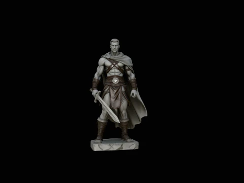 Cloaked Ranger Swordsman Statue Design 1 - 3D Print Model 3D Print Model