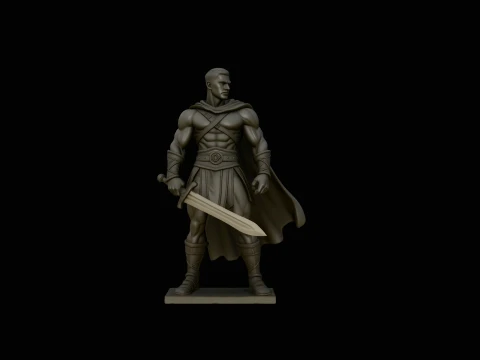 Cloaked Ranger Swordsman Statue Design 2 - 3D Print Model 3D Print Model