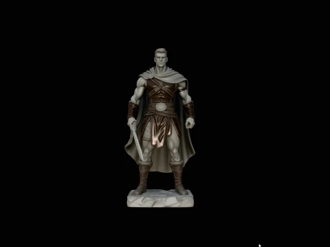 Cloaked Ranger Swordsman Statue Design 3 - 3D Print Model 3D Print Model