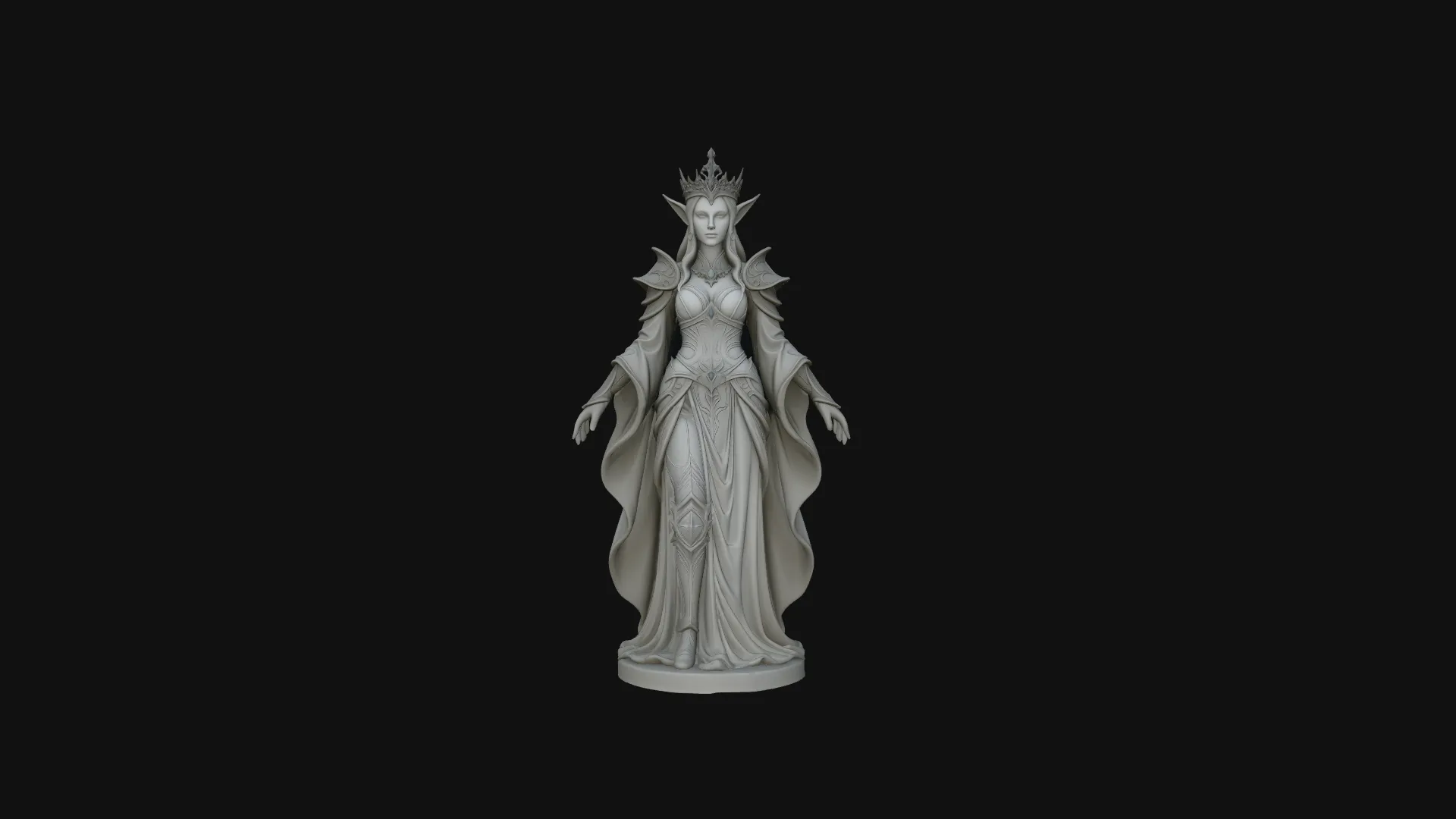 Elven Queen Statue Design 1 - 3D Print Model 3D Print Model .c4d .max .obj .3ds .fbx .stl .blend