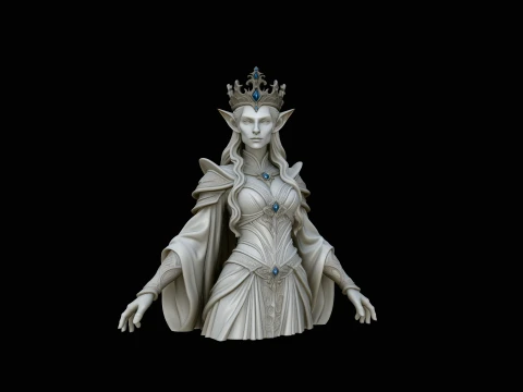 Elven Queen Statue Design 2 - 3D Print Model Modèles 3D en vedette