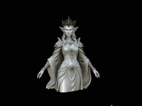 Elven Queen Statue Design 3 - 3D Print Model Modèles 3D en vedette