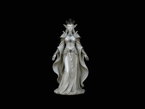 Elven Queen Statue Design 4 - 3D Print Model Modèles 3D en vedette