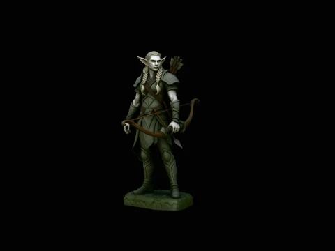 Elven Archer Statue Design 1 - 3D Print Model 3D Print Model
