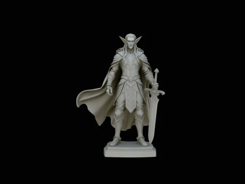 Elven Lord Statue Design 1 - 3D Print Model Modèles 3D en vedette