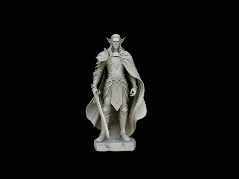 Elven Lord Statue Design 2 - 3D Print Model Modèles 3D en vedette