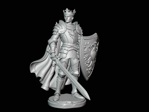 Crowned Knight King Statue Design 1 - 3D Print Model 3D Print Model