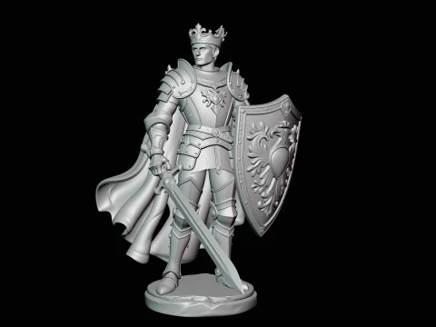 Crowned Knight King Statue Design 1 - 3D Print Model 3D Print Model