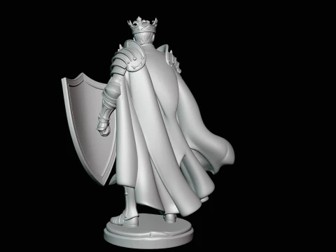 Crowned Knight King Statue Design 1 - 3D Print Model 3D Print Model