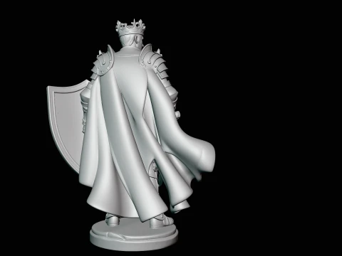 Crowned Knight King Statue Design 1 - 3D Print Model 3D Print Model