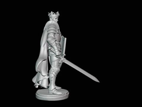 Crowned Knight King Statue Design 1 - 3D Print Model 3D Print Model