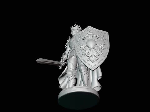 Crowned Knight King Statue Design 1 - 3D Print Model 3D Print Model