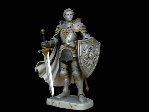 Crowned Knight King Statue Design 2 - 3D Print Model Modèles 3D en vedette