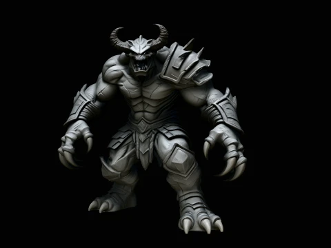 Horned Demon Beast Statue Design 1 - 3D Print Model Modèles 3D en vedette