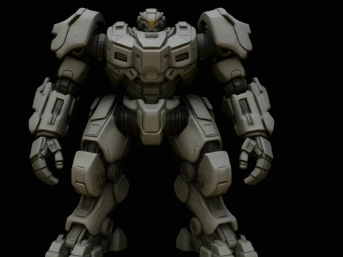 Mecha Battle Robot Statue Design 2 - 3D Print Model Modèles 3D en vedette