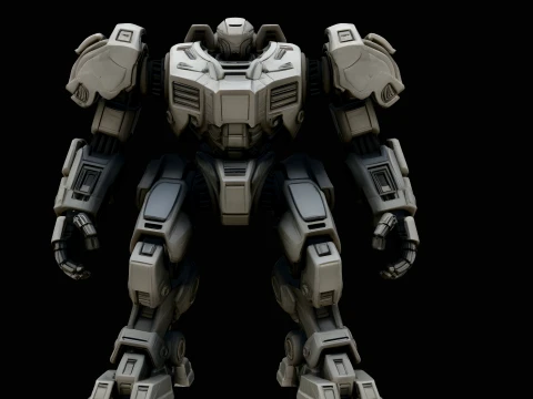 Mecha Battle Robot Statue Design 4 - 3D Print Model Modèles 3D en vedette