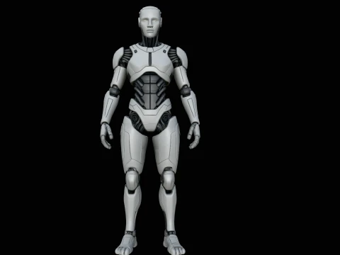 Humanoid Android Statue Design 2 - 3D Print Model Modèles 3D en vedette