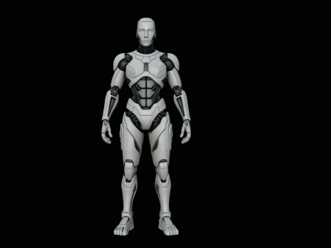 Humanoid Android Statue Design 3 - 3D Print Model Modèles 3D en vedette
