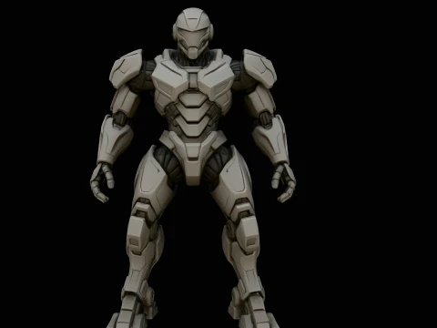 Armored Exosuit Robot Statue Design 4 - 3D Print Model Modèles 3D en vedette