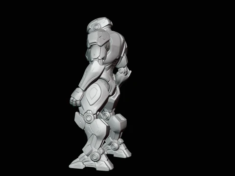 Armored Exosuit Robot Statue Design 4 - 3D Print Model 3D Print Model