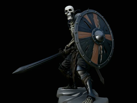 Skeleton Warrior Statue Design 1 - 3D Print Model Modèles 3D en vedette