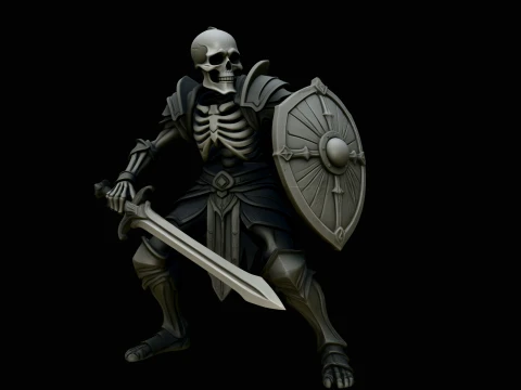 Skeleton Warrior Statue Design 5 - 3D Print Model Modèles 3D en vedette