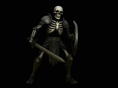 Skeleton Warrior Statue Design 6 - 3D Print Model Modèles 3D en vedette