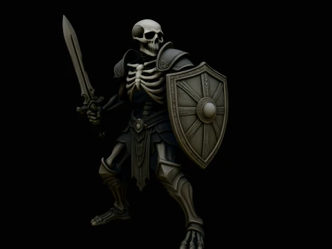 Skeleton Warrior Statue Design 7 - 3D Print Model Modèles 3D en vedette