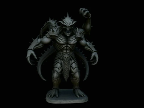 Spiked Demon Creature Statue Design 2 - 3D Print Model Modèles 3D en vedette