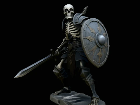 Skeleton Warrior Statue Design 8 - 3D Print Model Modello di stampa 3D