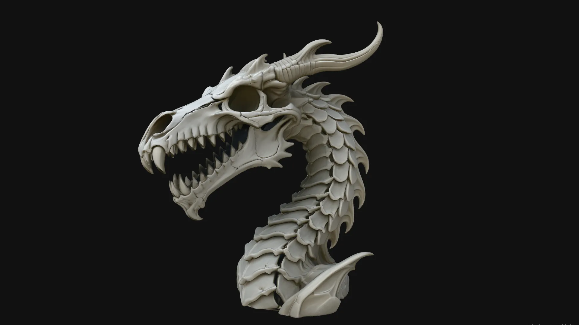 Dragon Skull Bust Statue Design 2 - 3D Print Model 3D Print Model .c4d .max .obj .3ds .fbx .stl .blend 