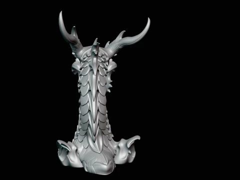 Dragon Skull Bust Statue Design 2 - 3D Print Model 3D Print Model